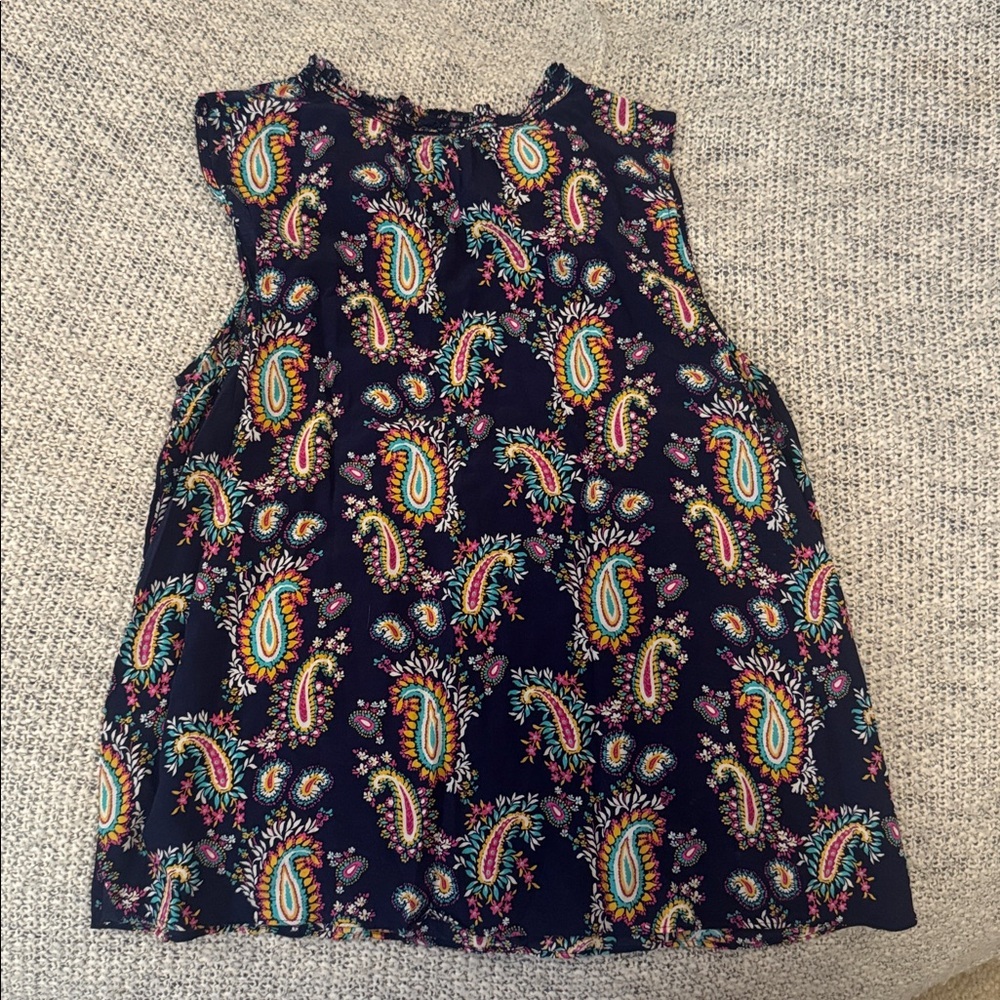Talbots Paisley Print Sleeveless Top | Navy Multicolor | XL - Picture 3 of 3